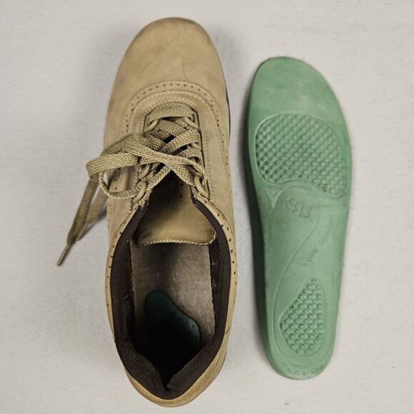 SAS Walk Easy Lace Up Women Walking Shoe SZ 9.5 Sage Suede Leather Arch Support - Picture 12 of 15
